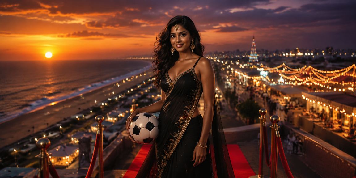 Evening cricket and sports betting scene at Chennai Marina Beach