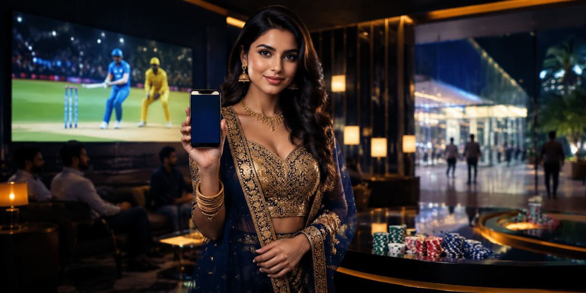 Person playing Rummy online on mobile device during a cricket match in India